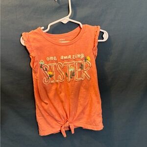 Carter's Coral 'One Amazing Sister' Tie-Front Tank